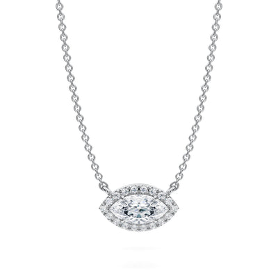 1/2 Carat Marquise Classic Halo Pendant