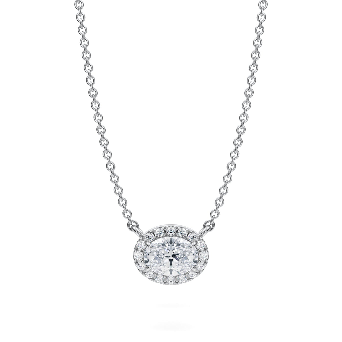 1/2 Carat Oval Classic Halo Pendant