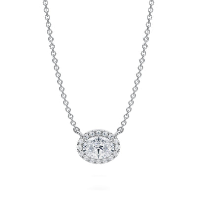 1/2 Carat Oval Classic Halo Pendant