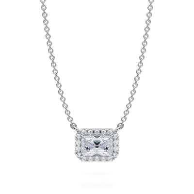 1/2 Carat Radiant Classic Halo Pendant