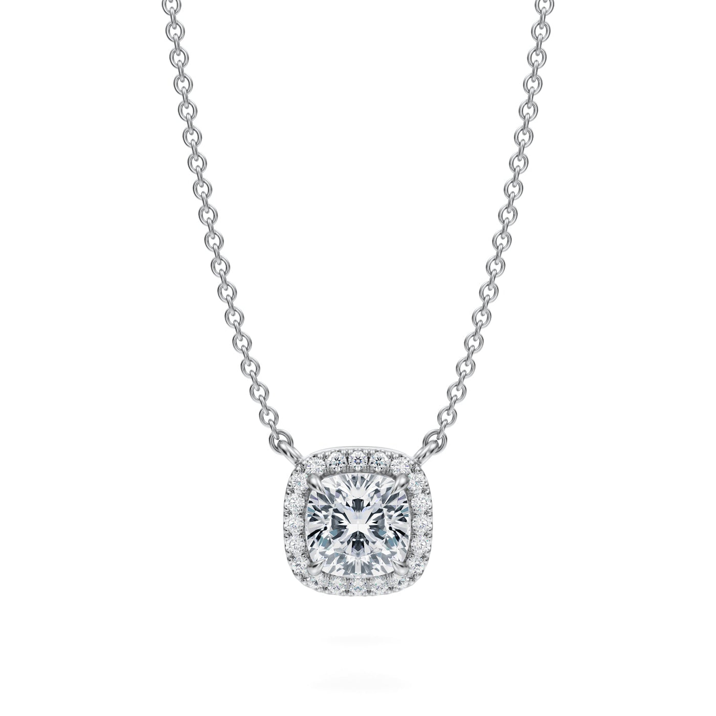 1 Carat Cushion Classic Halo Pendant