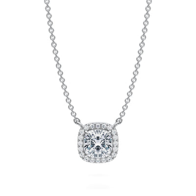 1 Carat Cushion Classic Halo Pendant