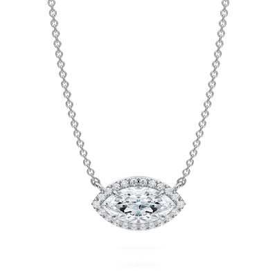 1 Carat Marquise Classic Halo Pendant