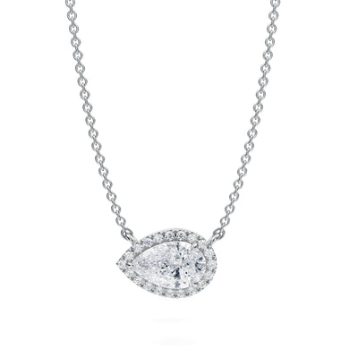 1 Carat Pear Classic Halo Pendant