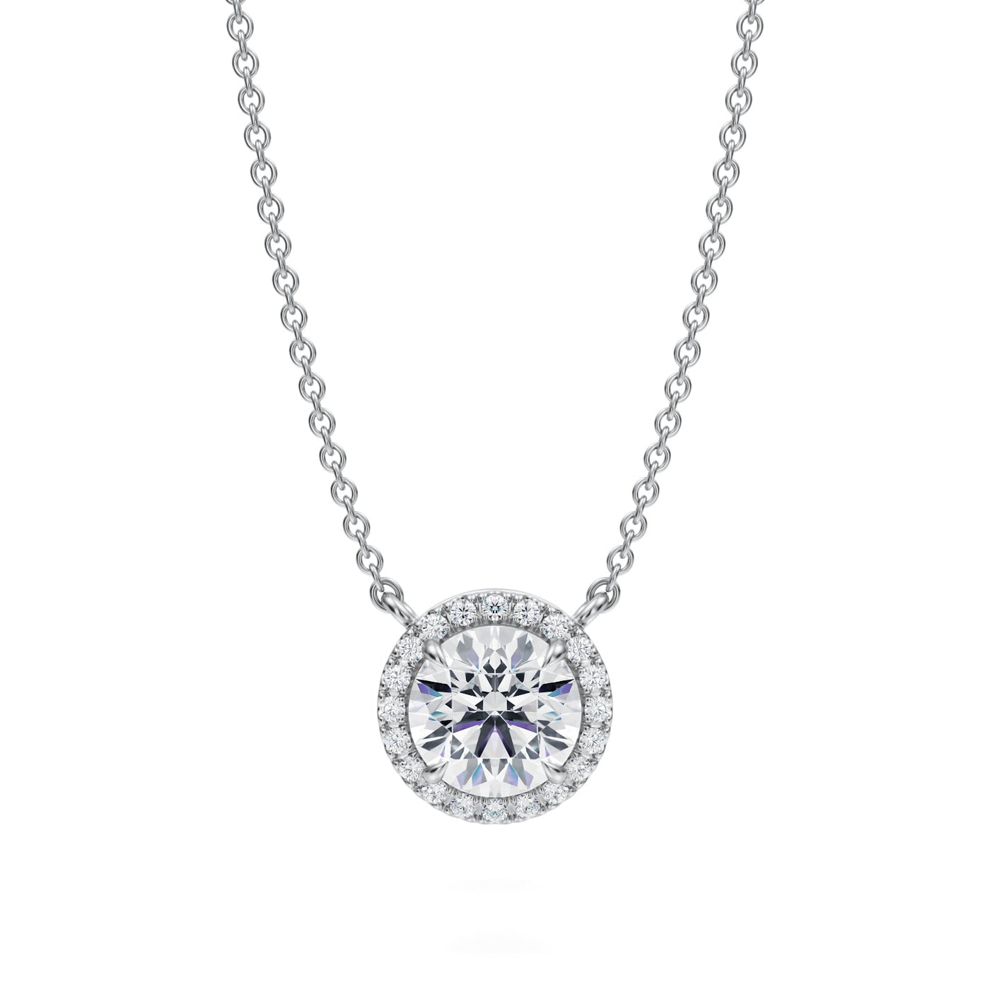 1 Carat Round Classic Halo Pendant