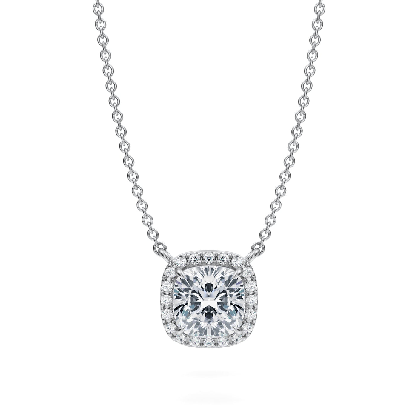 1.5 Carat Cushion Classic Halo Pendant