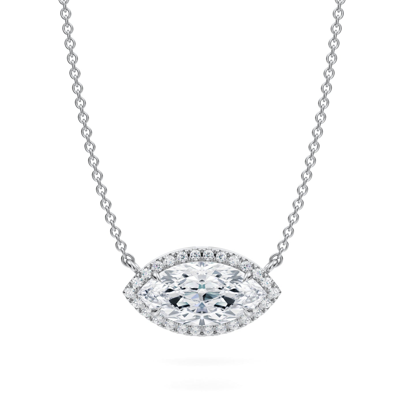 1.5 Carat Marquise Classic Halo Pendant