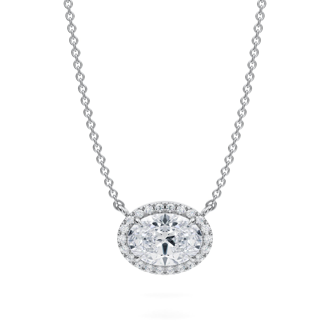 1 Carat Oval Classic Halo Pendant