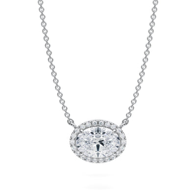 1 Carat Oval Classic Halo Pendant