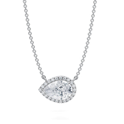 1.5 Carat Pear Classic Halo Pendant