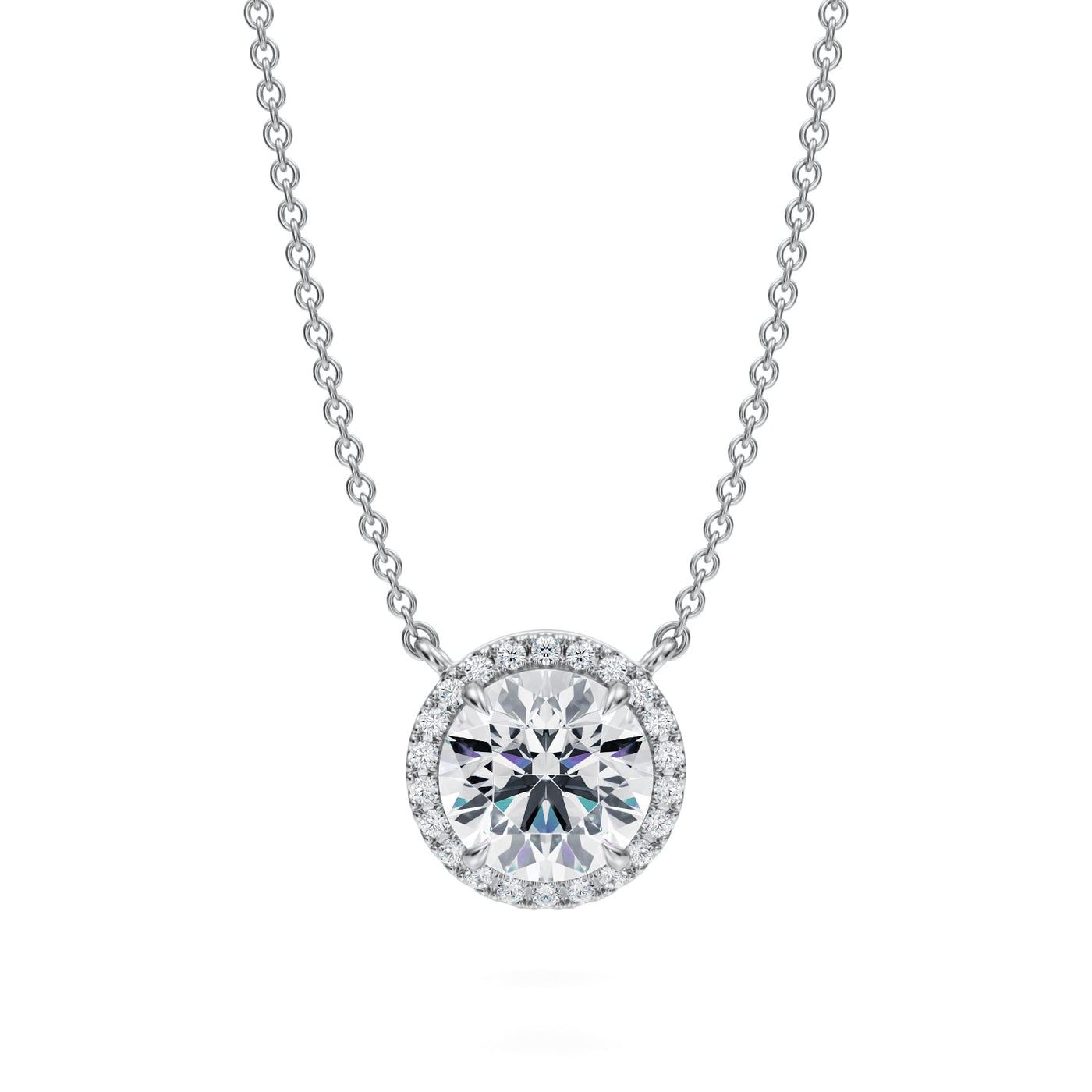 1.5 Carat Round Classic Halo Pendant