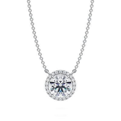 1.5 Carat Round Classic Halo Pendant