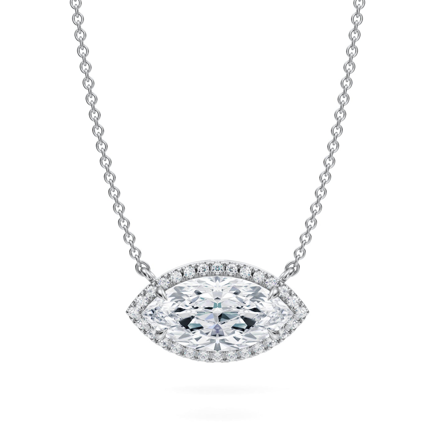 2 Carat Marquise Classic Halo Pendant