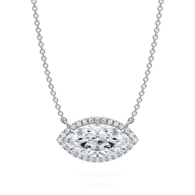 2 Carat Marquise Classic Halo Pendant