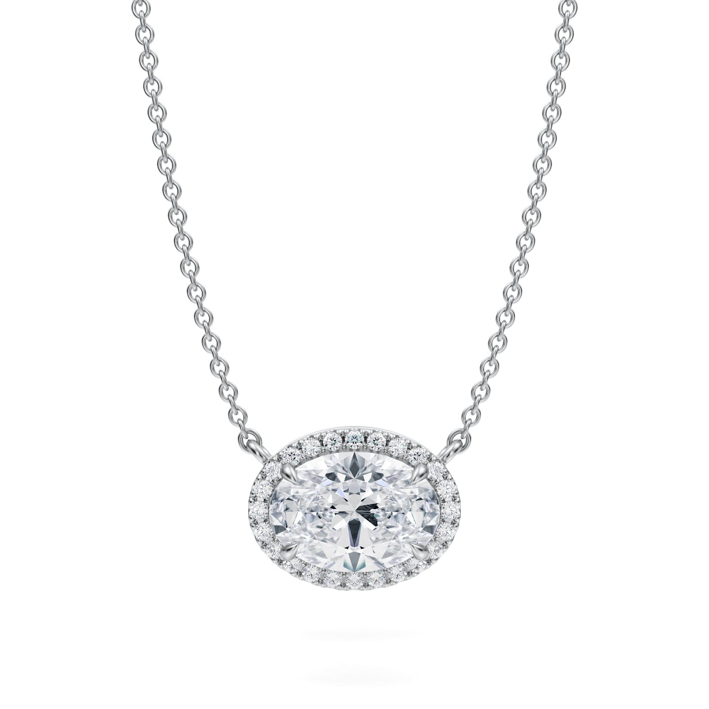 2 Carat Oval Classic Halo Pendant