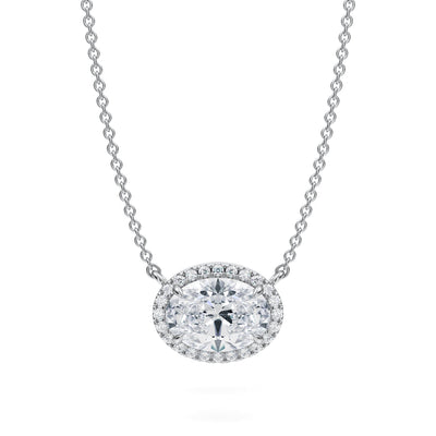 2 Carat Oval Classic Halo Pendant