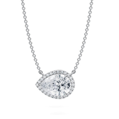 2 Carat Pear Classic Halo Pendant