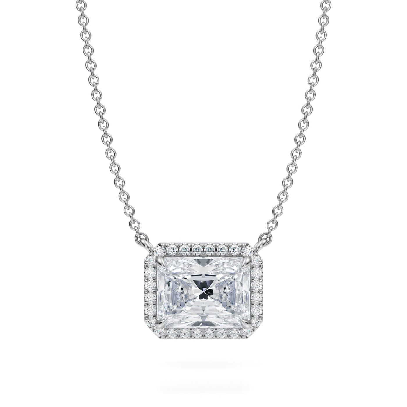 2 Carat Radiant Classic Halo Pendant