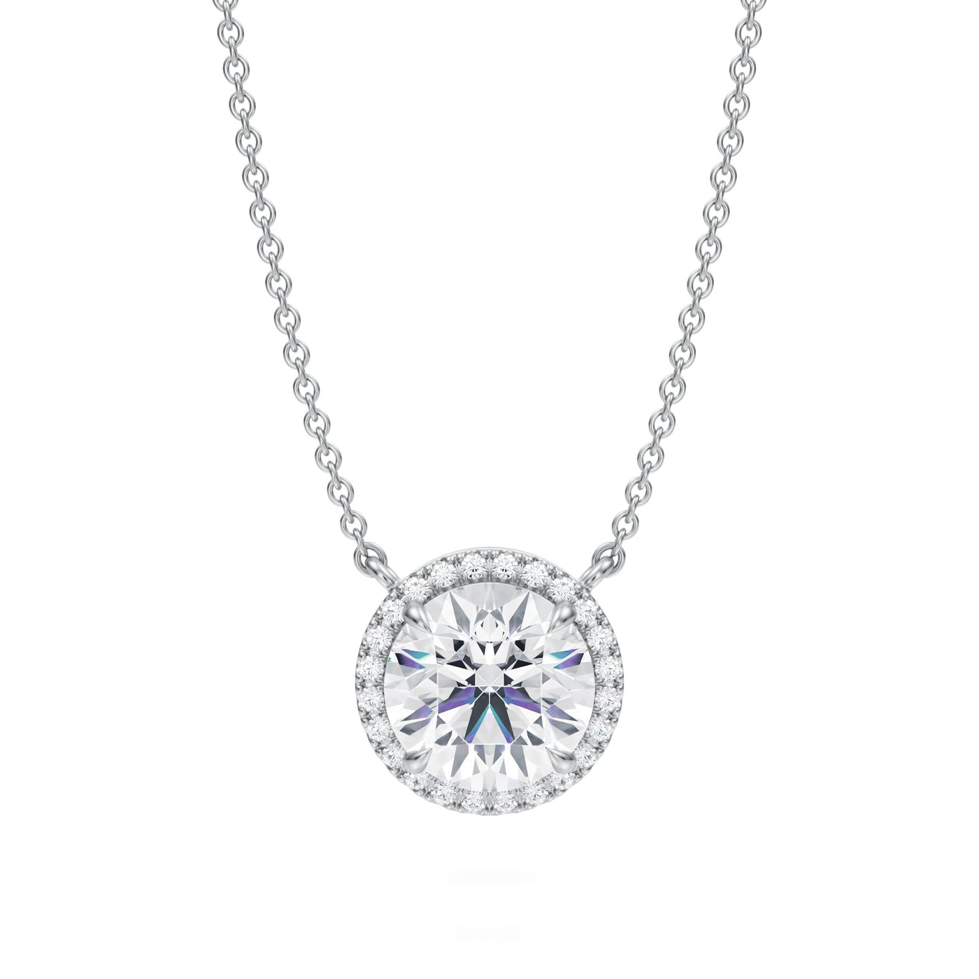 2 Carat Round Classic Halo Pendant