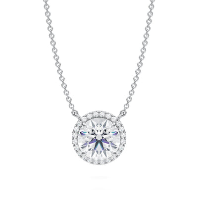 2 Carat Round Classic Halo Pendant