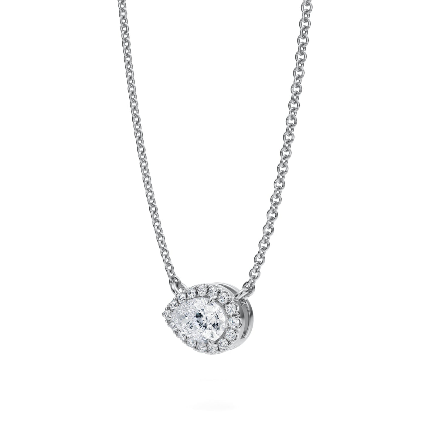 1/2 Carat Pear Classic Halo Pendant