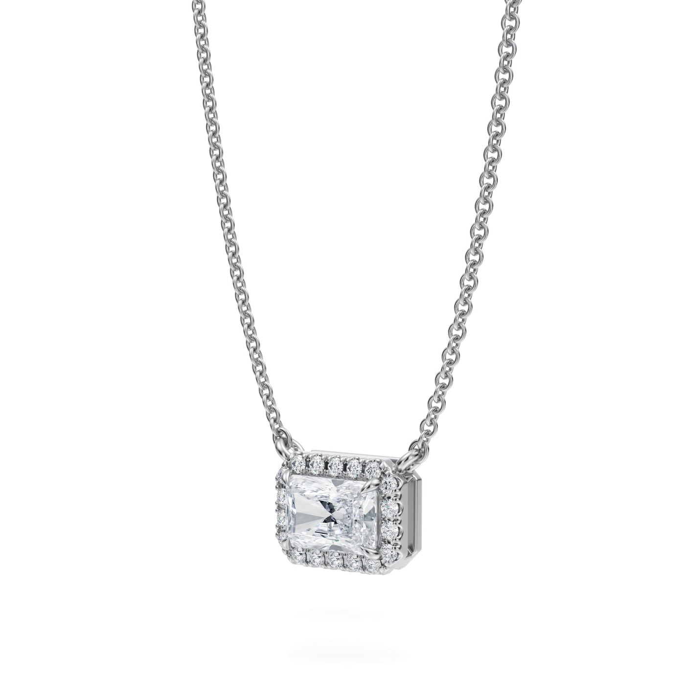 1/2 Carat Radiant Classic Halo Pendant