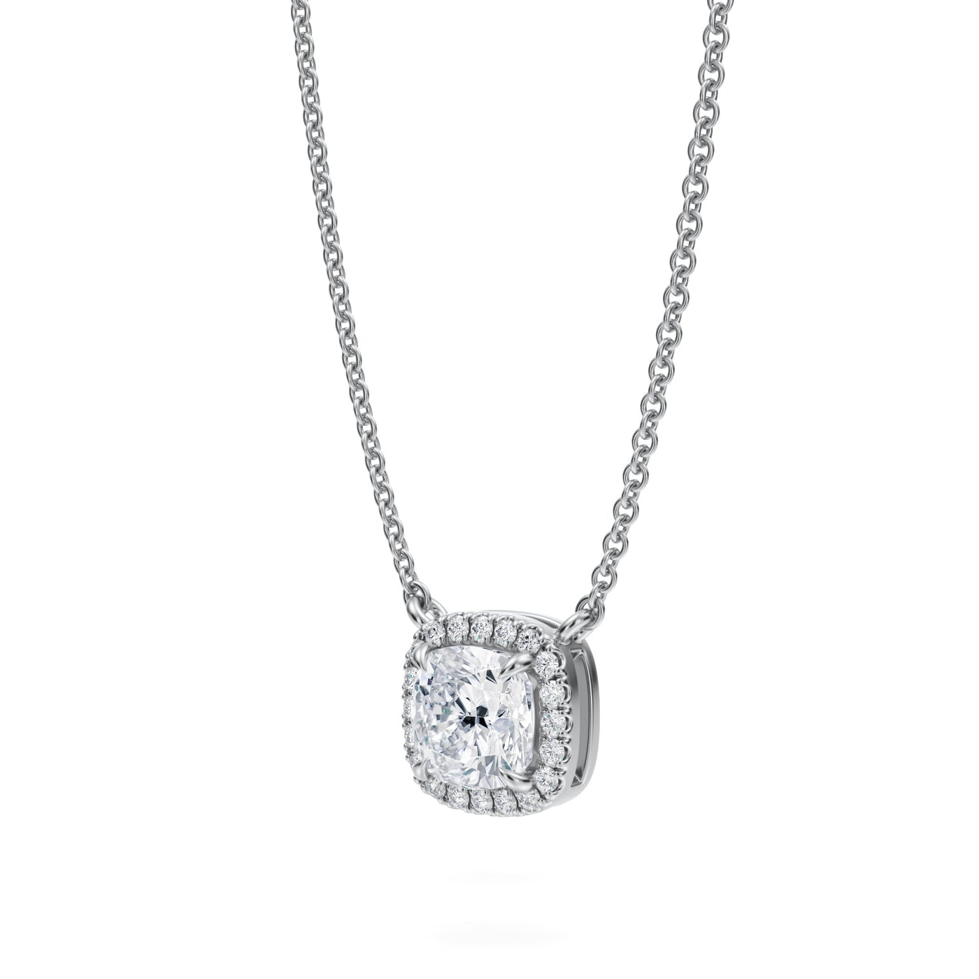 1 Carat Cushion Classic Halo Pendant