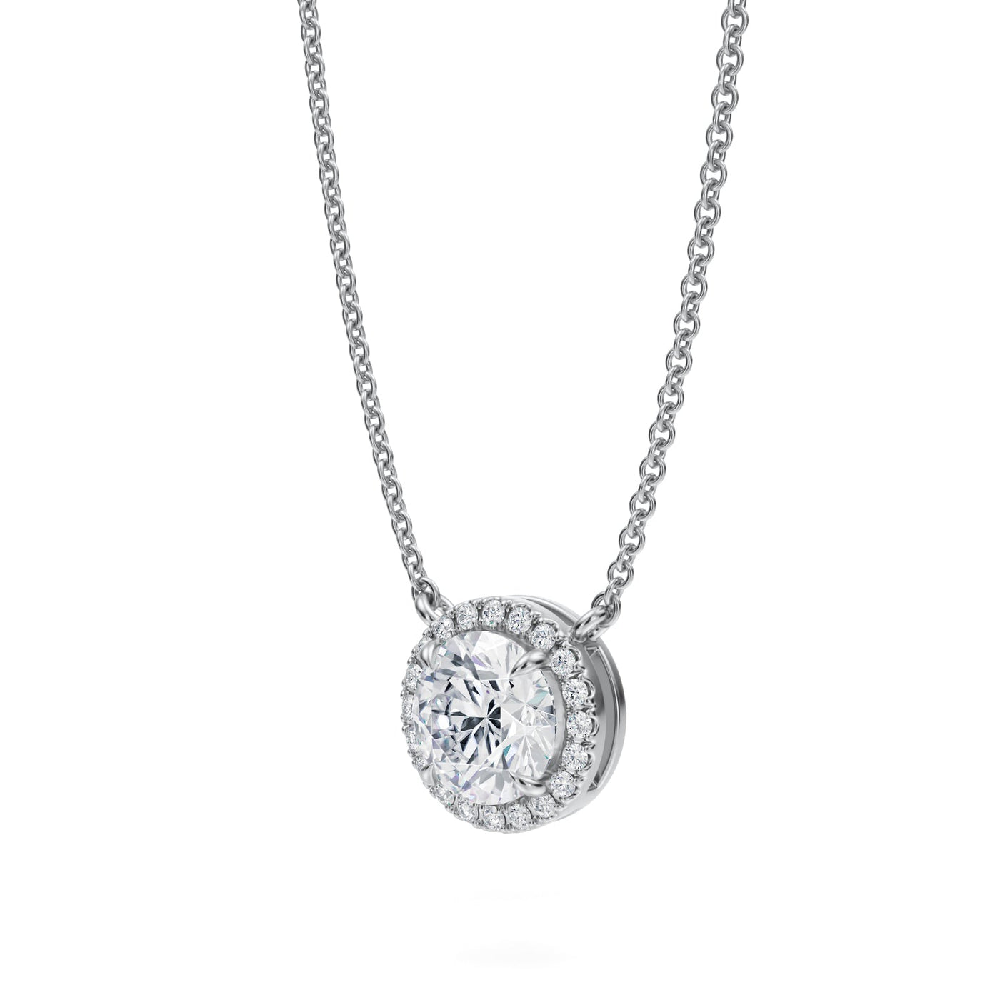 1 Carat Round Classic Halo Pendant