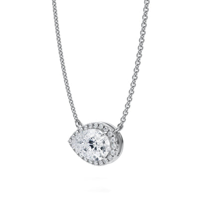 1.5 Carat Pear Classic Halo Pendant