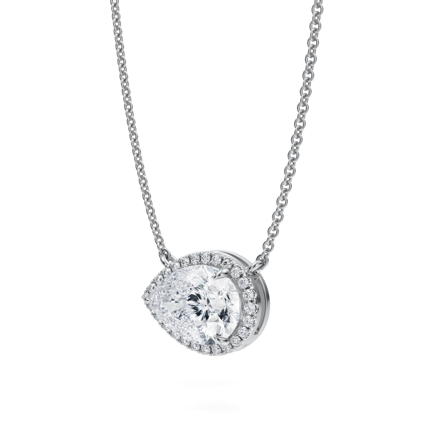 2 Carat Pear Classic Halo Pendant