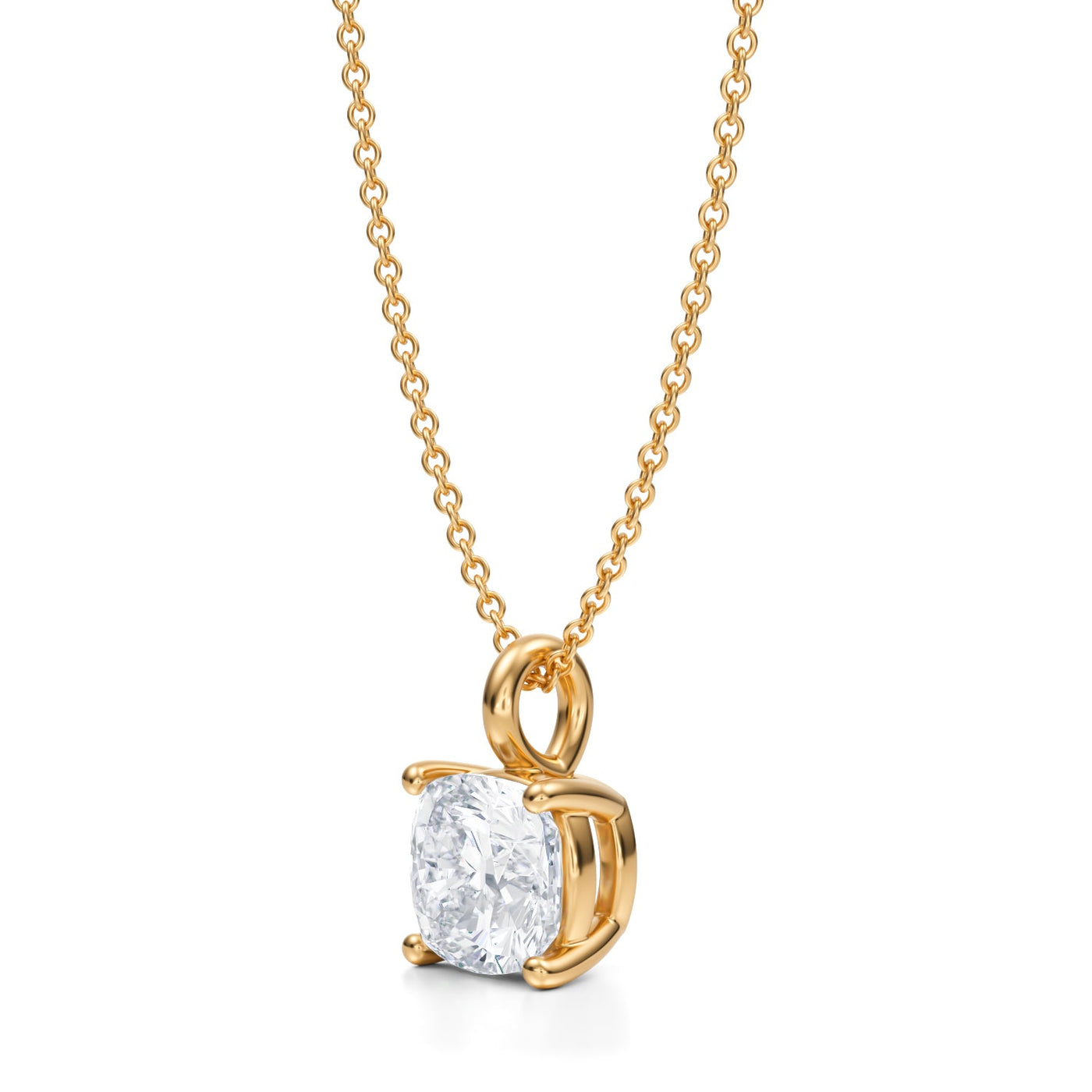 2 Carat Cushion Lab Grown Diamond Solitaire Pendant