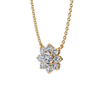 1/2 Carat Round Flower Cluster Pendant Necklace