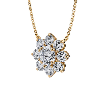 2 Carat Round Flower Cluster Pendant Necklace