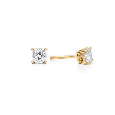 1 Carat Cushion Lab Grown Diamond Stud Earrings