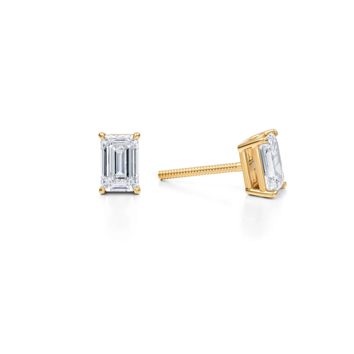 1 Carat Emerald Lab Grown Diamond Stud Earrings