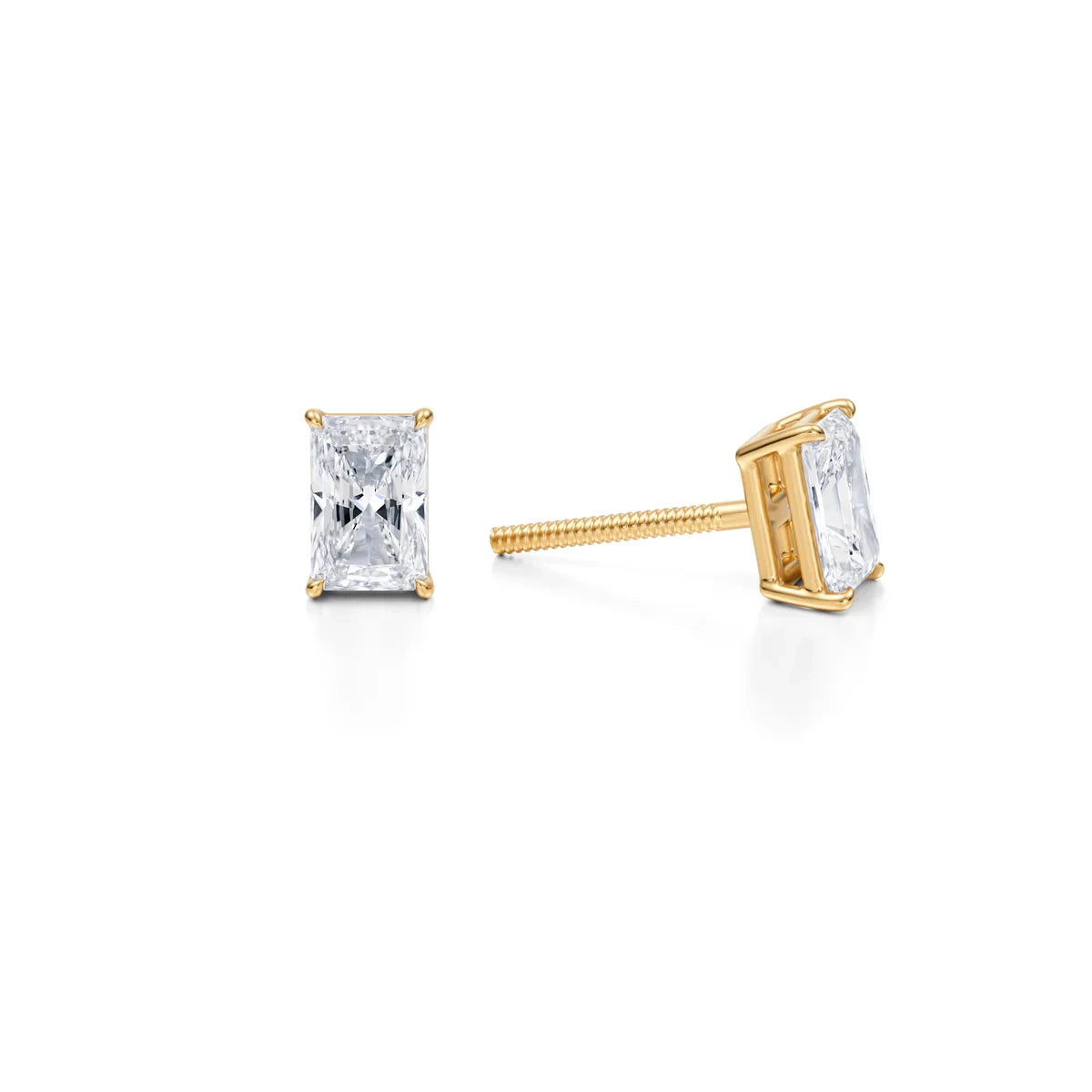 1 Carat Radiant Lab Grown Diamond Stud Earrings