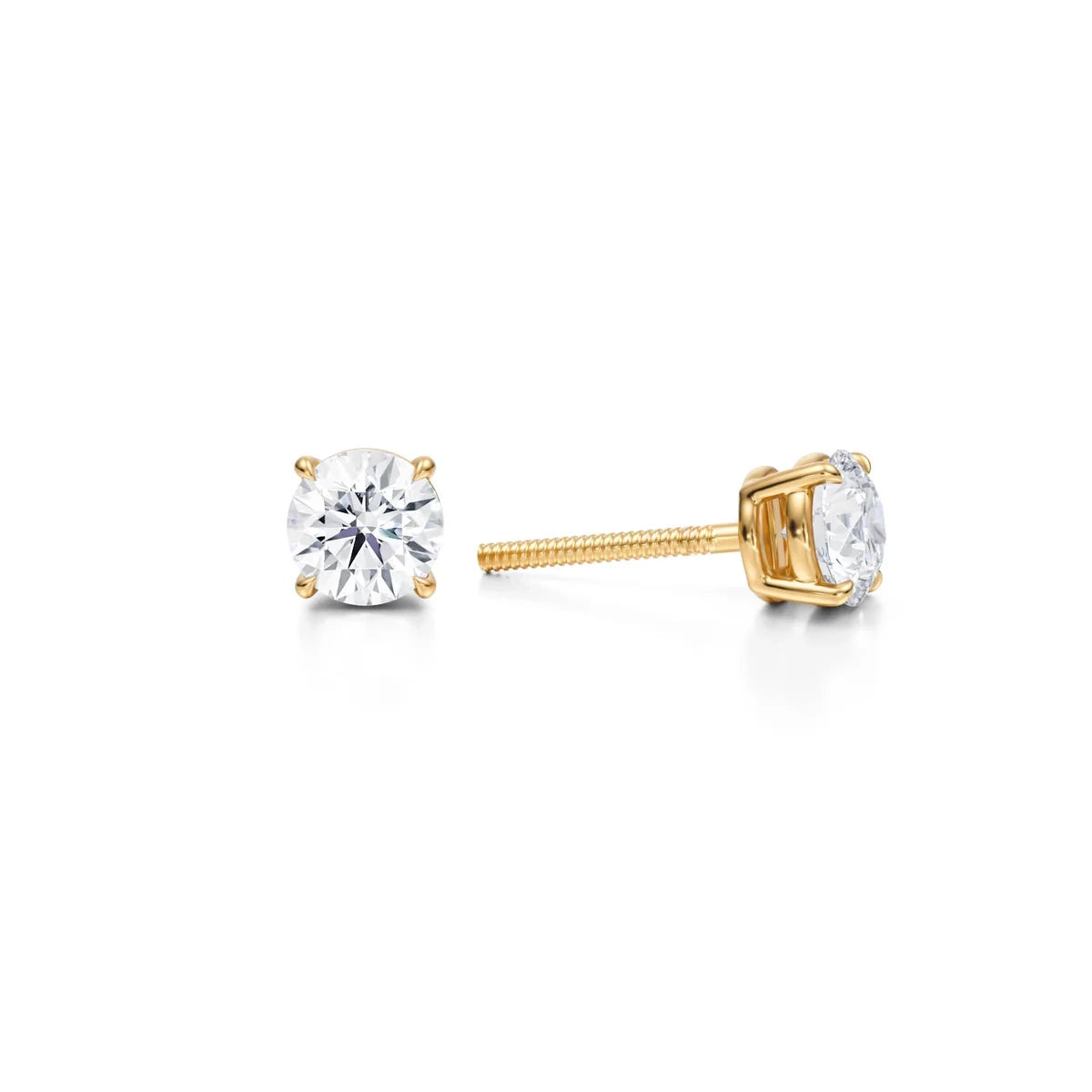 1 Carat Round Lab Grown Diamond Stud Earrings