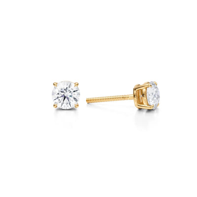 1 Carat Round Lab Grown Diamond Stud Earrings