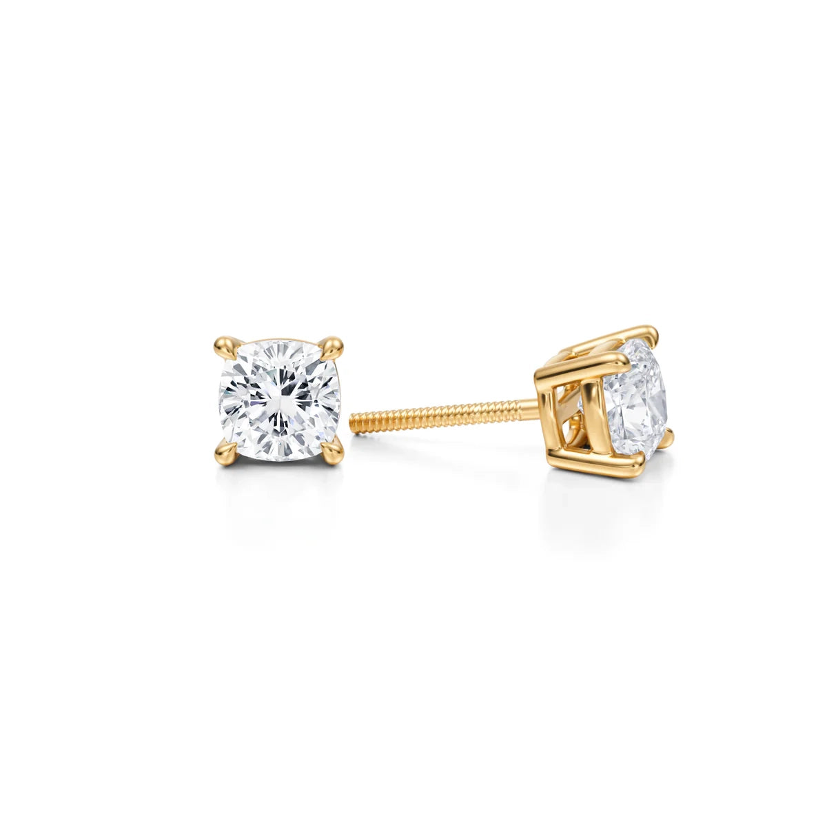 2 Carat Cushion Lab Grown Diamond Stud Earrings