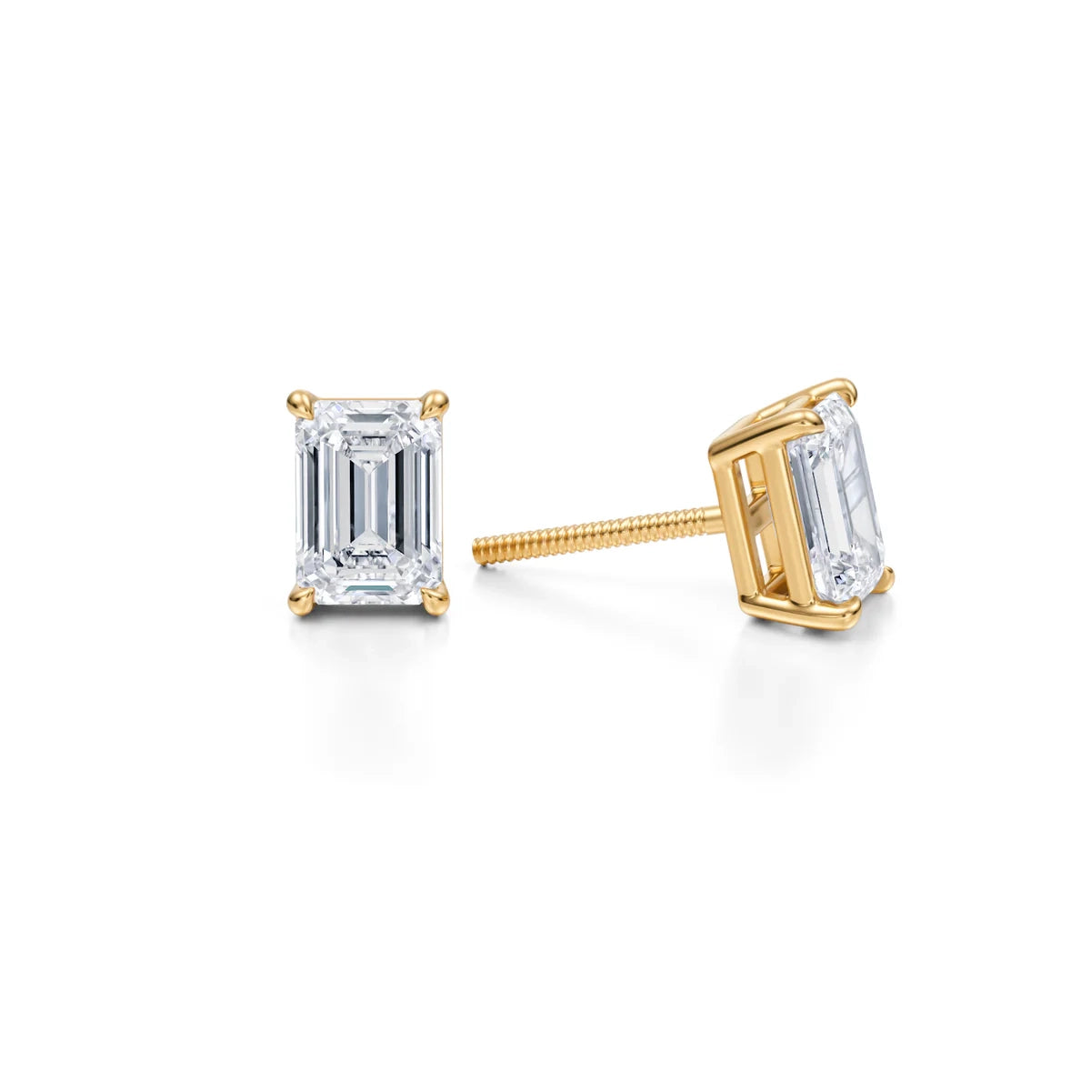 2 Carat Emerald Lab Grown Diamond Stud Earrings