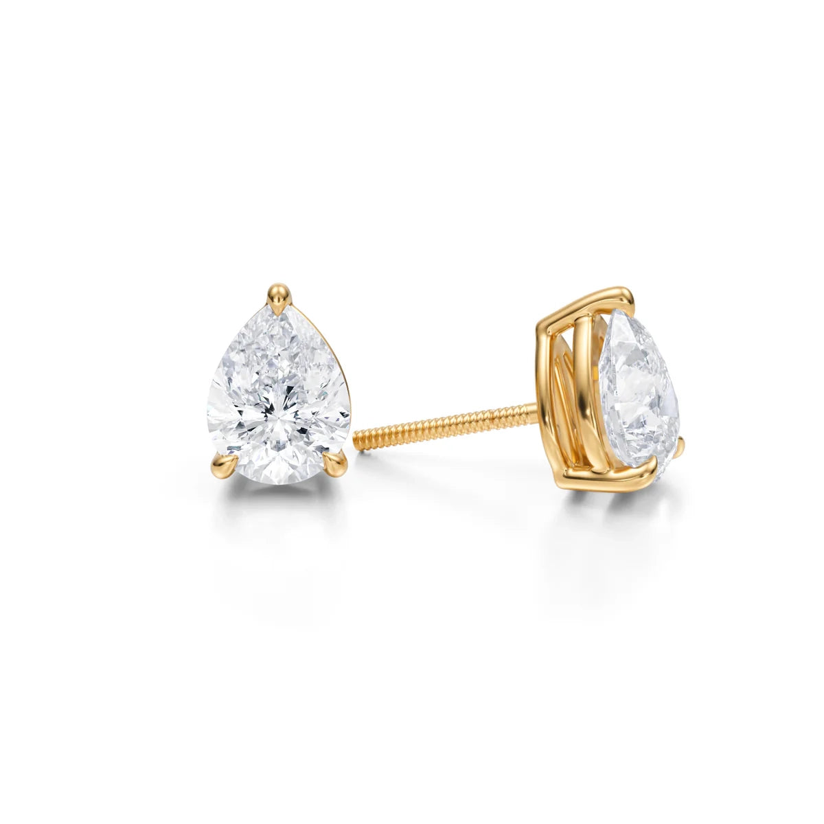 3 Carat Pear Lab Grown Diamond Stud Earrings