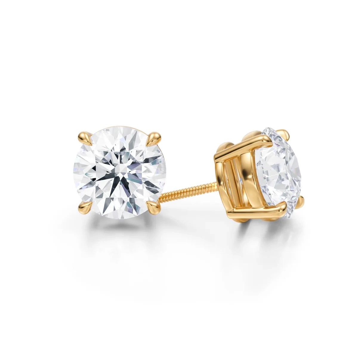 6 Carat Round Lab Grown Diamond Stud Earrings