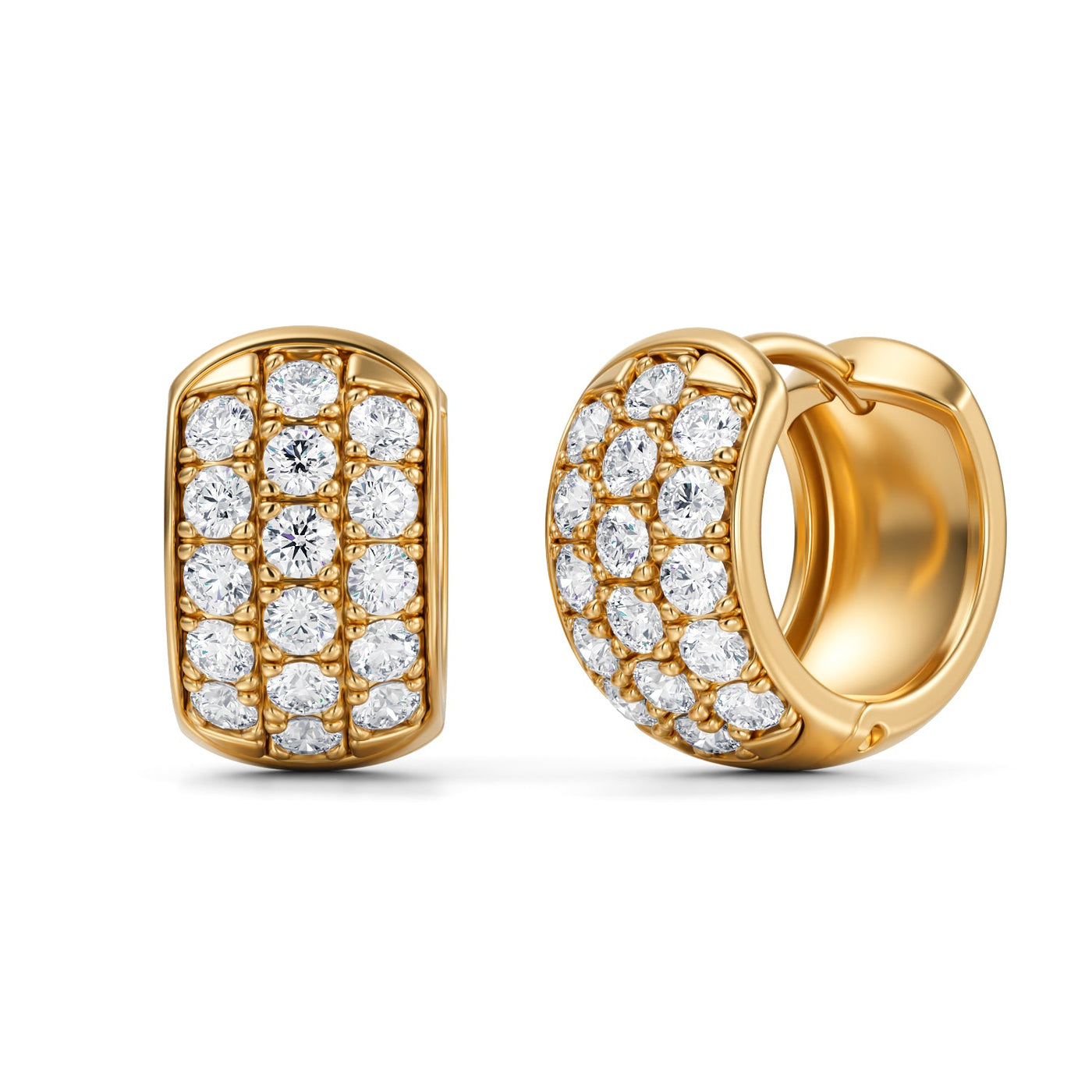 Lab Grown Diamond Huggie Earrings - Trio Pave