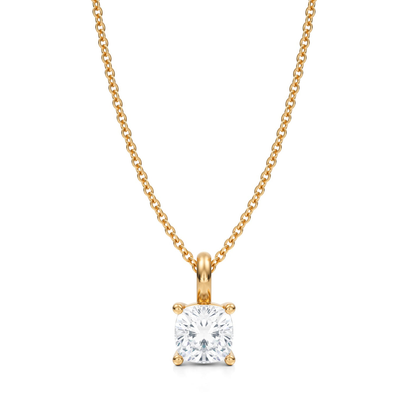 1 Carat Cushion Lab Grown Diamond Solitaire Pendant