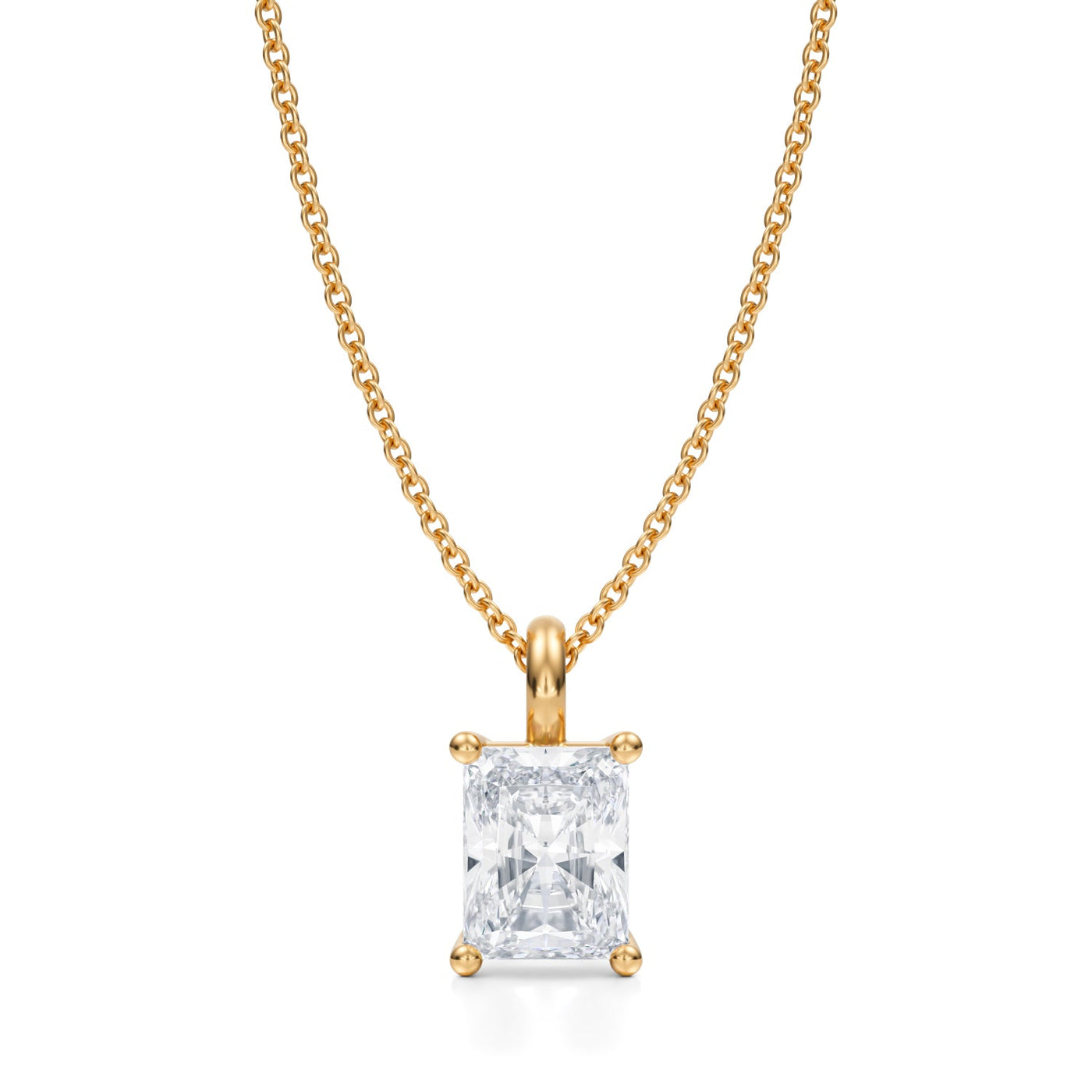 1 Carat Radiant Lab Grown Diamond Solitaire Pendant