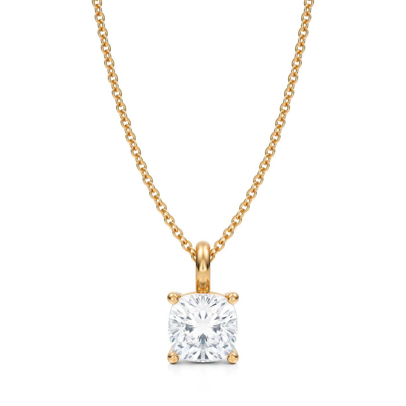 1 1/2 Carat Cushion Lab Grown Diamond Solitaire Pendant