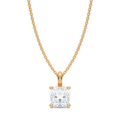 1 1/2 Carat Cushion Lab Grown Diamond Solitaire Pendant