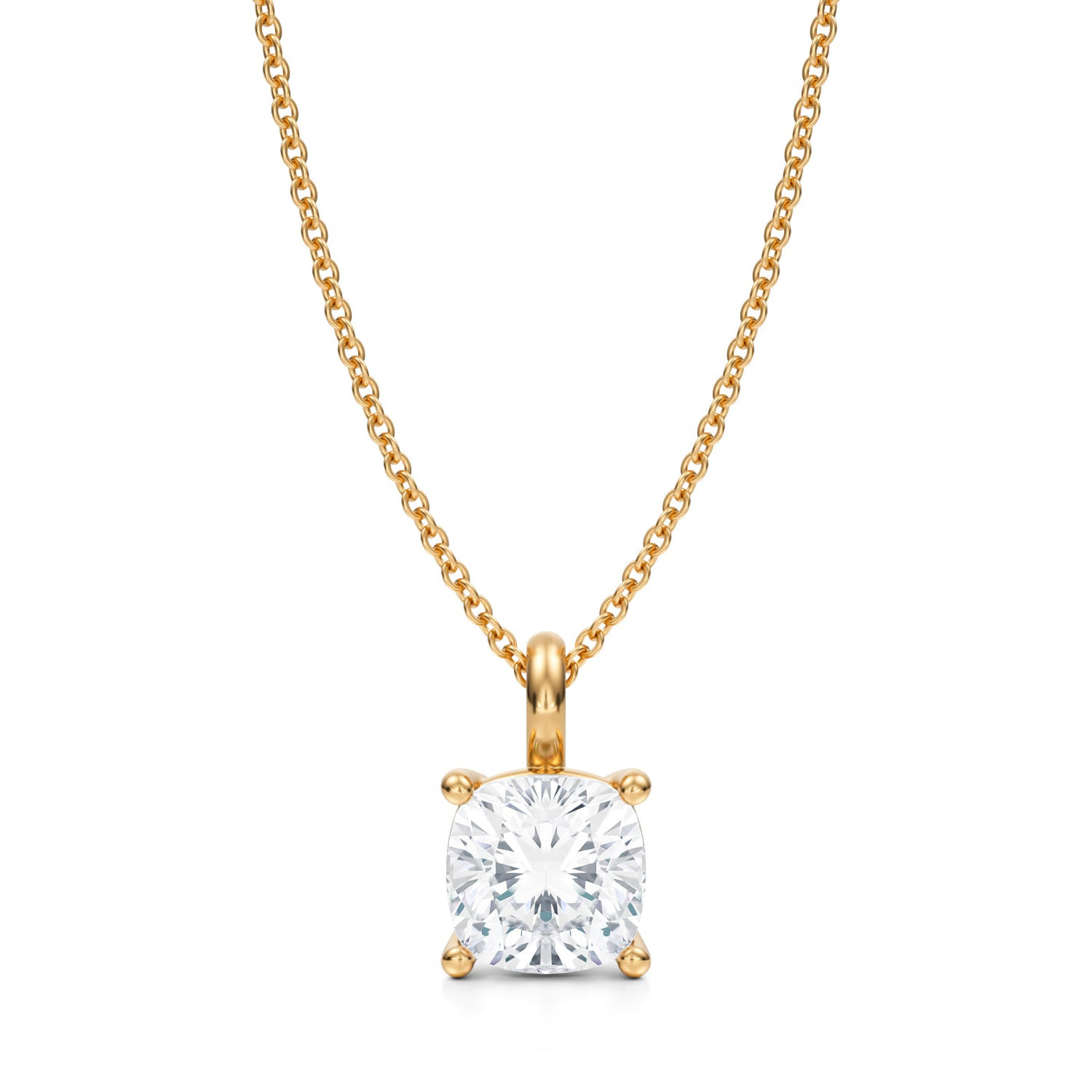 2 Carat Cushion Lab Grown Diamond Solitaire Pendant