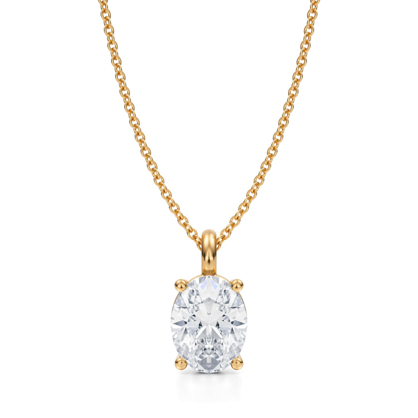 2 Carat Oval Lab Grown Diamond Solitaire Pendant