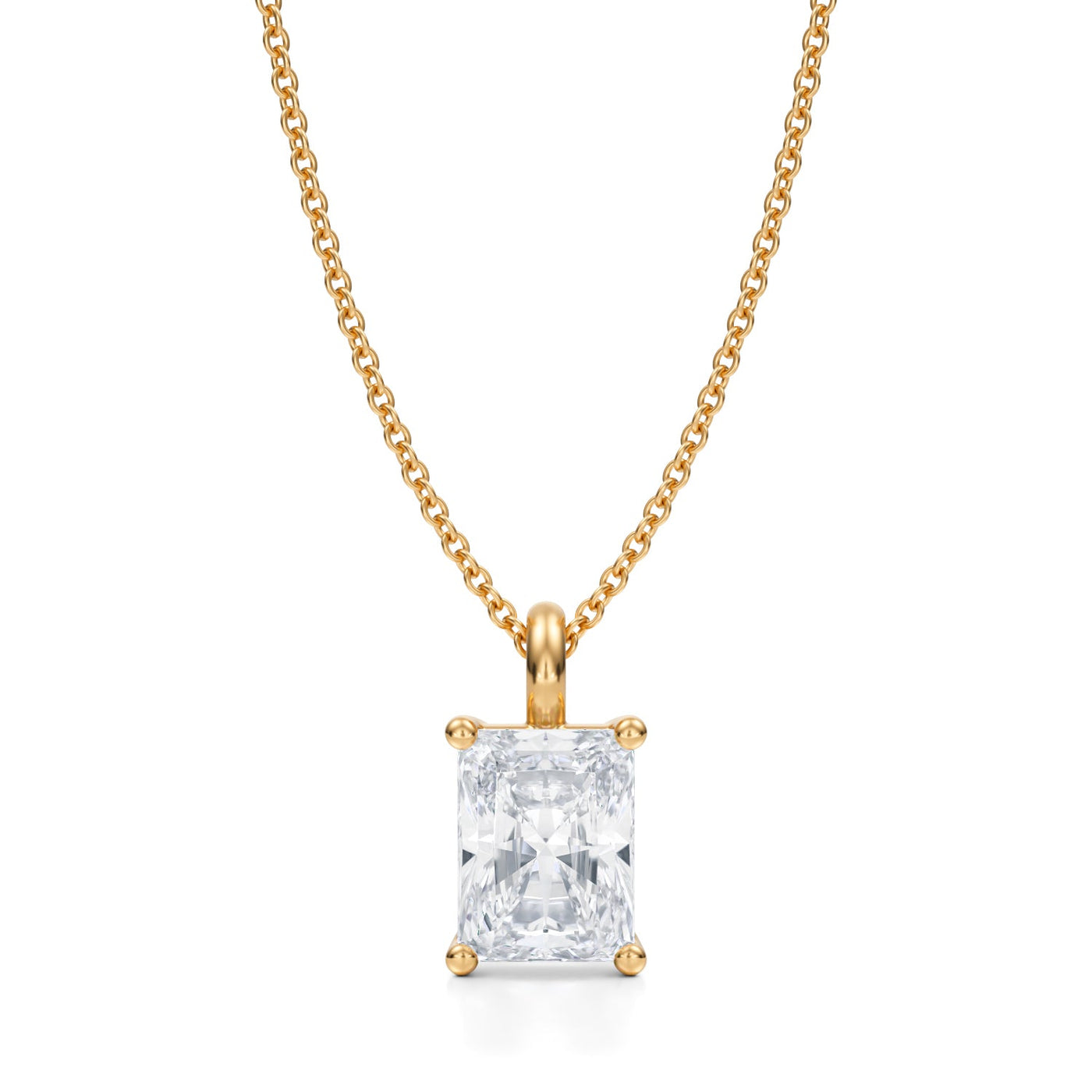 2 Carat Radiant Lab Grown Diamond Solitaire Pendant